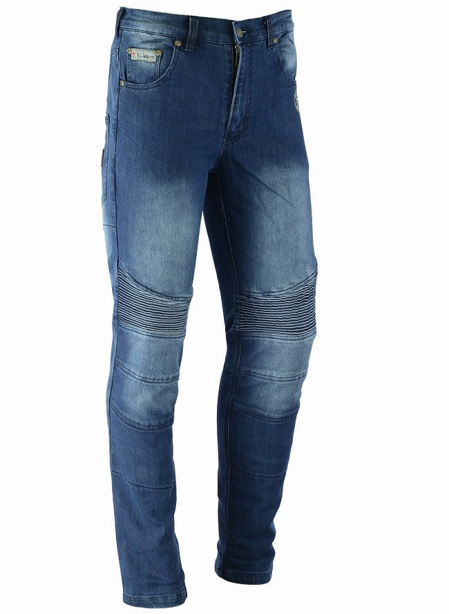 UNISEX FLEX DENIM TROUSERS WITH KEVLAR FABRIC REINFORCEMENTS AND CE PROTECTIONS