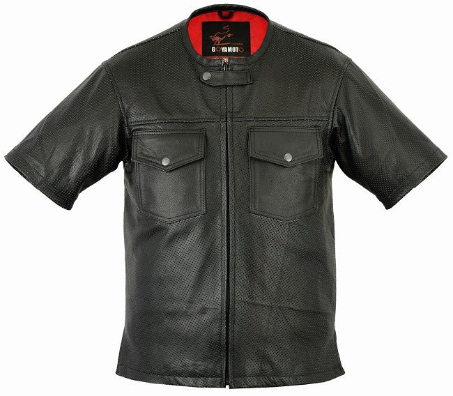 REF:GM492 NEGRO AMERICANOCHALECO DE PIEL ANILINA EN ESTILO AMERICANO, PERFORADO 100%