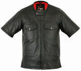 REF:GM492 NEGRO AMERICANOCHALECO DE PIEL ANILINA EN ESTILO AMERICANO, PERFORADO 100%