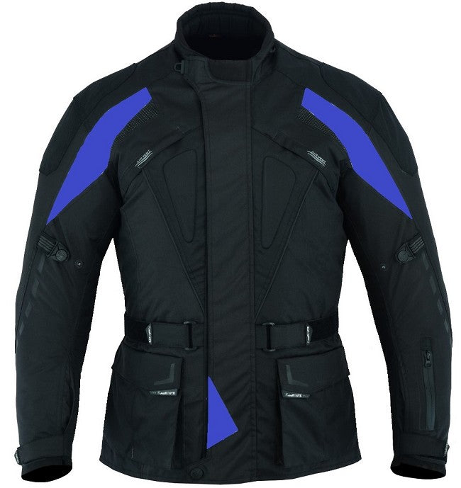 REF:GM111 AZUL CHAQUETA DE MOTO 3/4 EN CORDURA, PROTECTORES C.E, IMPERMEABLE, UNISEX