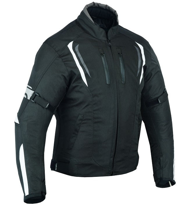 REF:DERBI BLANCA NEGRACHAQUETA DE MOTO UNISEX EN TEXTIL IMPERMEABLE, TÉRMICO CON PROTECCIONES C.E.