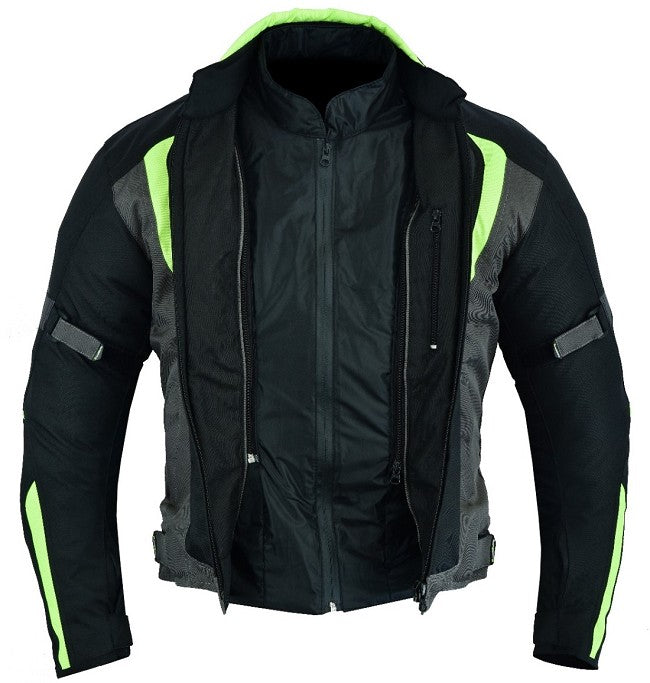 REF:DERBI FLUOR GRISCHAQUETA DE MOTO UNISEX EN TEXTIL IMPERMEABLE, TÉRMICO CON PROTECCIONES C.E.