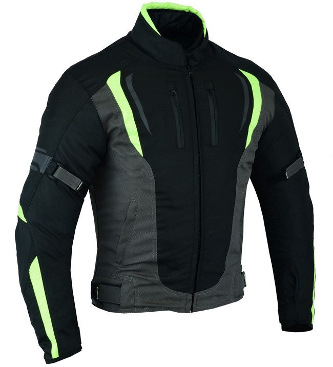 REF:DERBI FLUOR GRISCHAQUETA DE MOTO UNISEX EN TEXTIL IMPERMEABLE, TÉRMICO CON PROTECCIONES C.E.