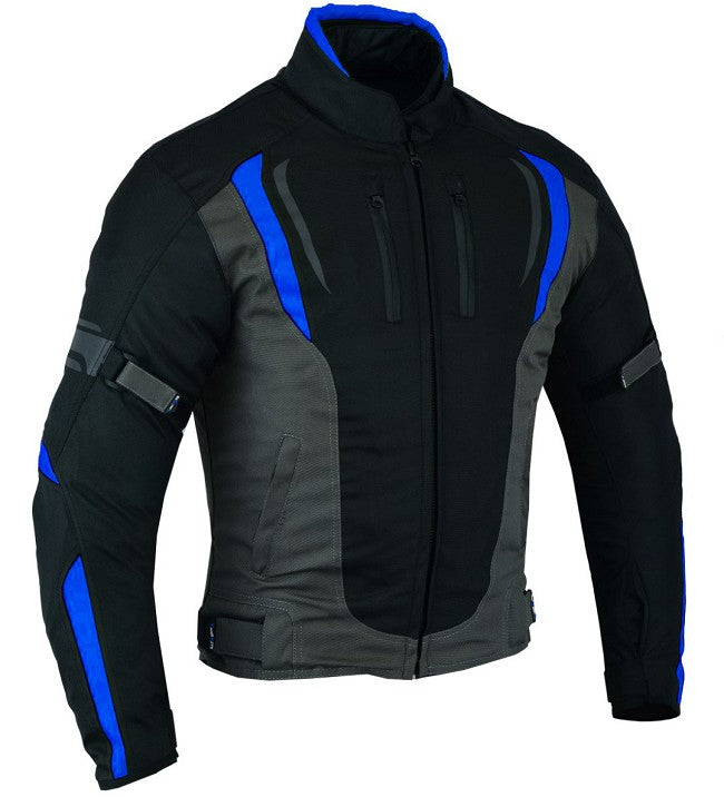 REF:DERBI AZUL GRISCHAQUETA DE MOTO UNISEX EN TEXTIL IMPERMEABLE, TÉRMICO CON PROTECCIONES C.E.