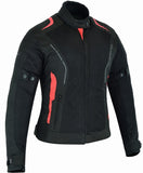 REF:Diana Rojo MujerCHAQUETA DE VERANO PARA CHICAS MOTERAS CON PROTECCIONES C.E. Y FORRO IMPERMEABLE EXTRAIBLE