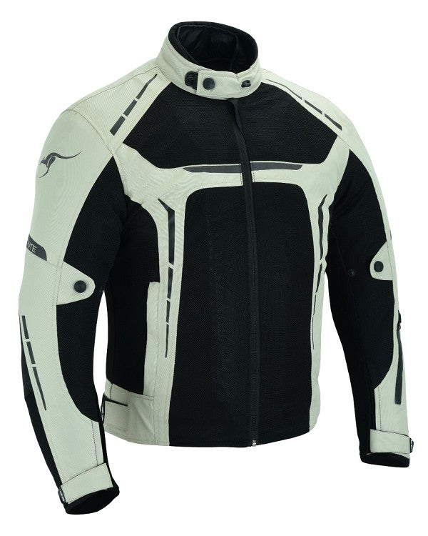 REF:VULCANO PLATA BLANCO NEGROCHAQUETA DE MOTO PERFORADA DE VERANO CON FORRO IMERMEABLE Y EXTRAIBLE CON PROTECCIONES CE. UNISEX