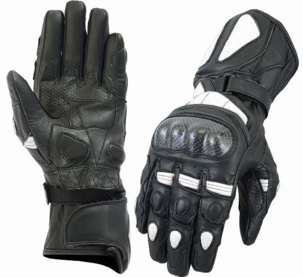 GUANTES DE PIEL MOTO RACING CON PROTECCIONES DE FIBRA DE CARBONO (1)