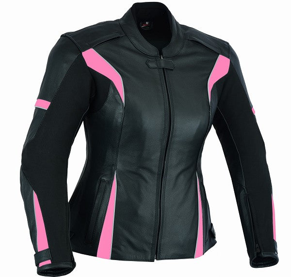 REF:AFRODITA FUCSIA ROSACHAQUETA DE MOTO EN CUERO PARA CHICAS CON PROTECTORES C.E