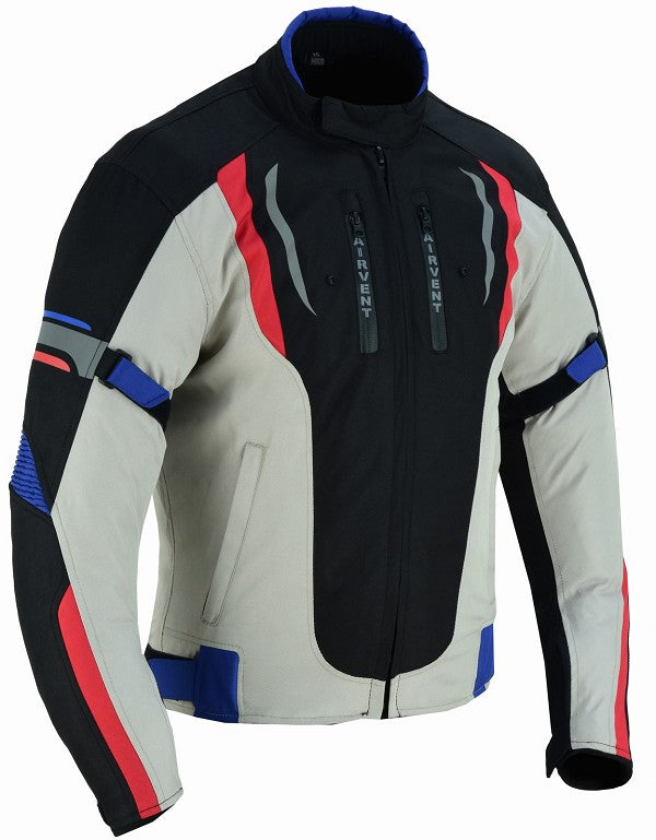REF:DERBI ROJO AZUL BLANCOCHAQUETA DE MOTO TEXTIL IMPERMEABLE, TRANSPIRABLE, TÉRMICO CON PROTECCIONES C.E.