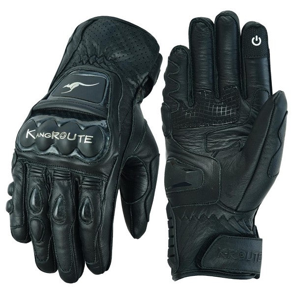 GUANTES PUÑOS CORTOS DE MOTO EN PIEL ANILINA CON PROTECCIONES DE ACERO INOXIDABLE (5)
