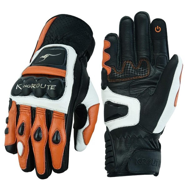 GUANTES PUÑOS CORTOS DE MOTO EN PIEL ANILINA CON PROTECCIONES DE ACERO INOXIDABLE (3)