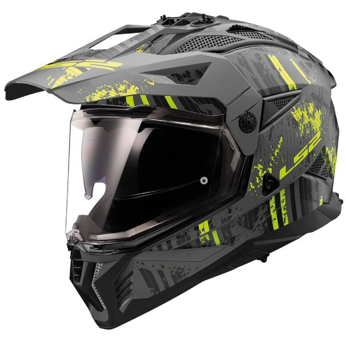 REF:CASCO LS2 MX702 PIONEER II CRAZY Matt Black Grey H-V YellowCASCO LS2 MX702 PIONEER II CRAZY Matt Black Grey H-V Yellow