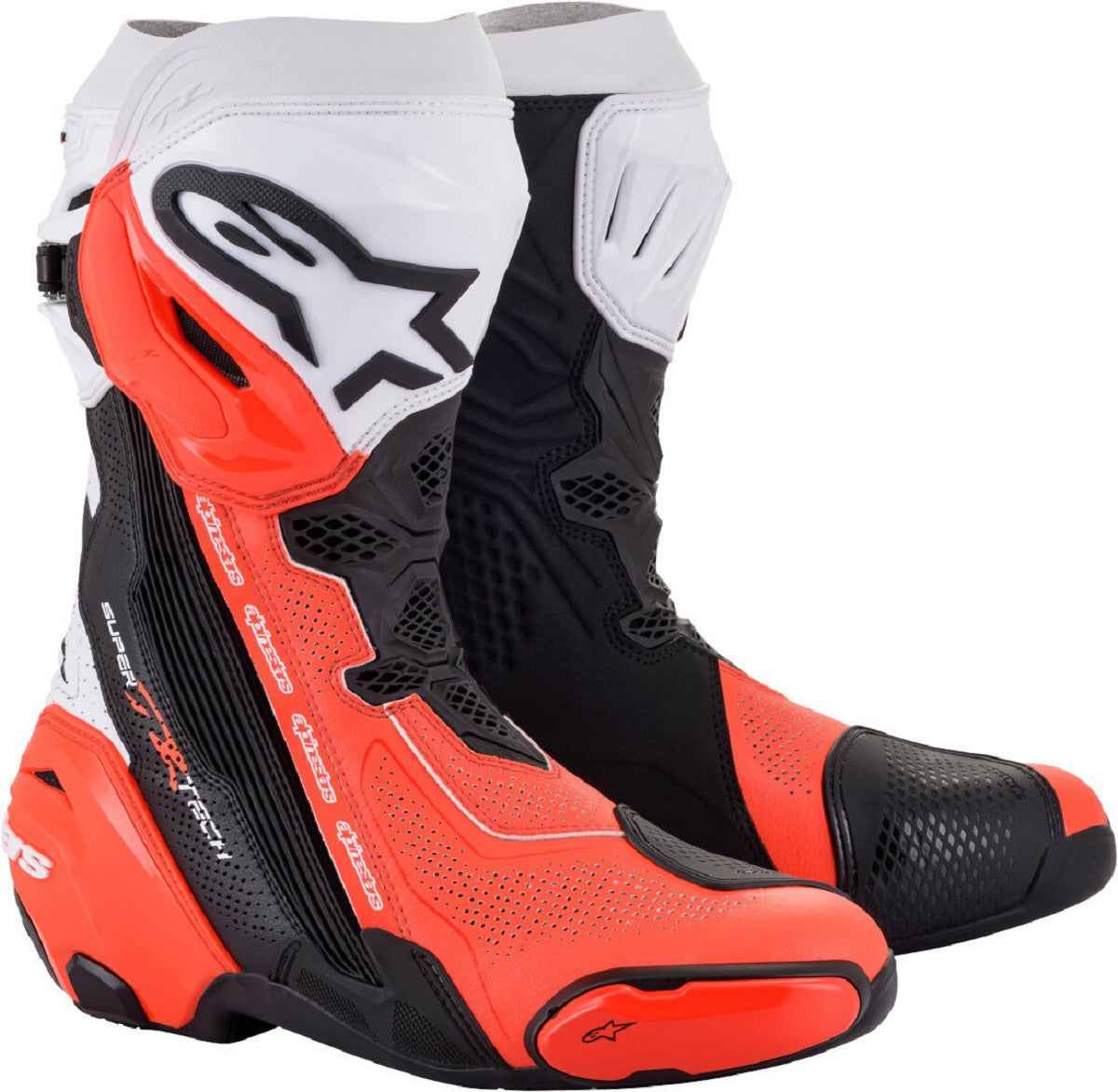 BOTAS ALPINESTARS SUPERTECH R VENTED BLACK WHITE RED FLUO