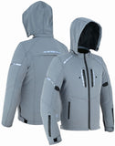 REF:KARAKARUM GRIS PLATACHAQUETA DE MOTO UNISEX EN TEJIDO SOFTSHELL, NEOPRENO IMPERMEABLE, TÉRMICO Y PROTECTORES C.E.