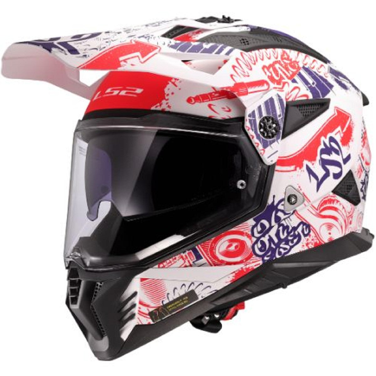 REF:CASCO LS2 MX702 PIONEER II FANTASY Matt White Red BlueCASCO LS2 MX702 PIONEER II FANTASY Matt White Red Blue