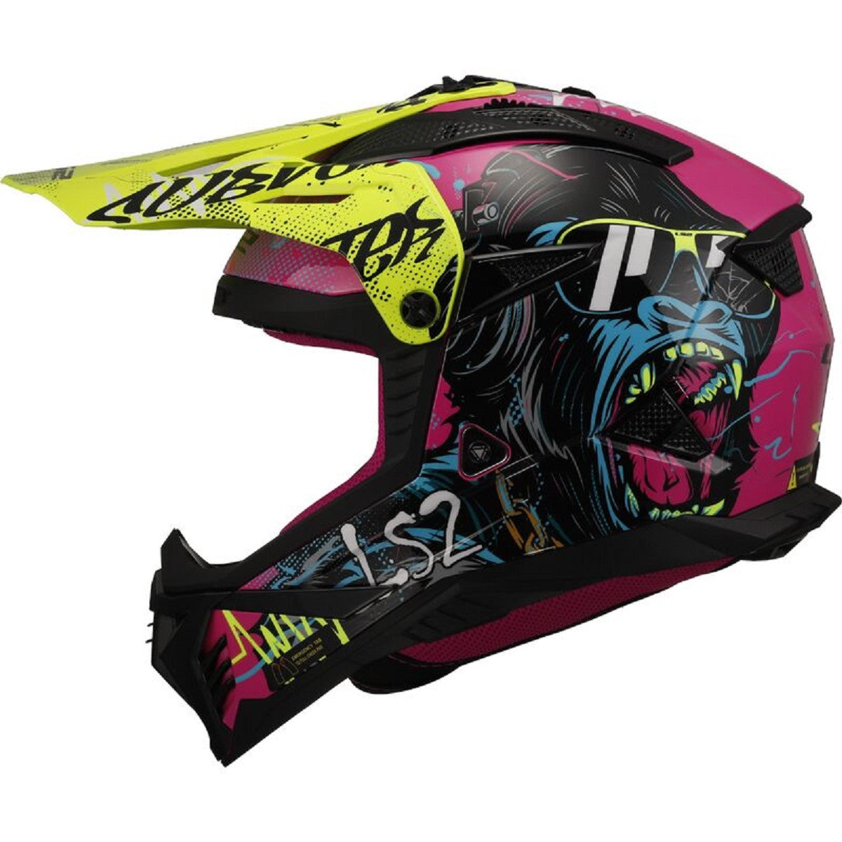 REF:CASCO LS2 FAST II MX708 GORILLA Gloss Purple H-V Yellow CASCO LS2 FAST II MX708 GORILLA Gloss Purple H-V Yellow