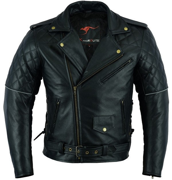 REF:GM176 NEGRACHAQUETA CRUZADA DE PIEL PARA MOTORISTAS CON FORRO Y PROTECTORES C.E. EXTRAIBLES