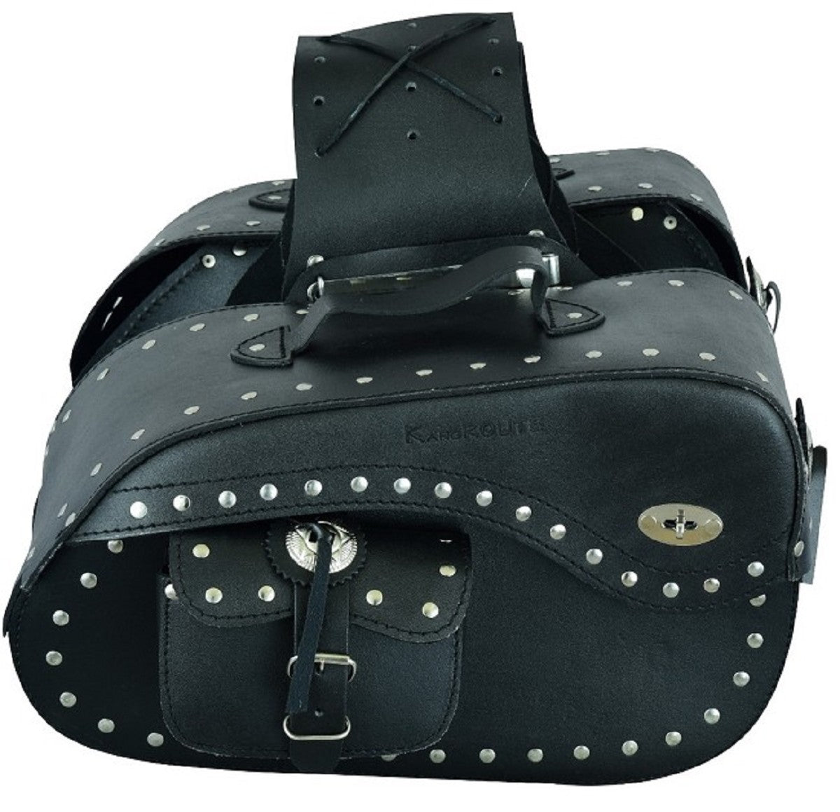 JUEGO DE ALFORJAS RÍGIDAS DE CUERO 3-4MM, PARA MOTO CUSTOM Y HARLEY BIKERS 2X24 LITROS