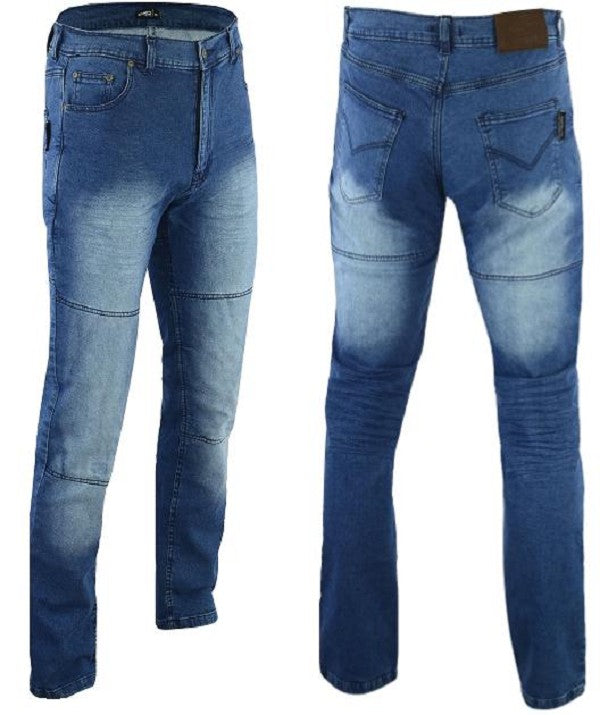 PANTALÓN TEJANO DESGASTADO PARA CHICAS, CON REFUERZOS DE TEJIDO KEVLAR Y PROTECCIONES
