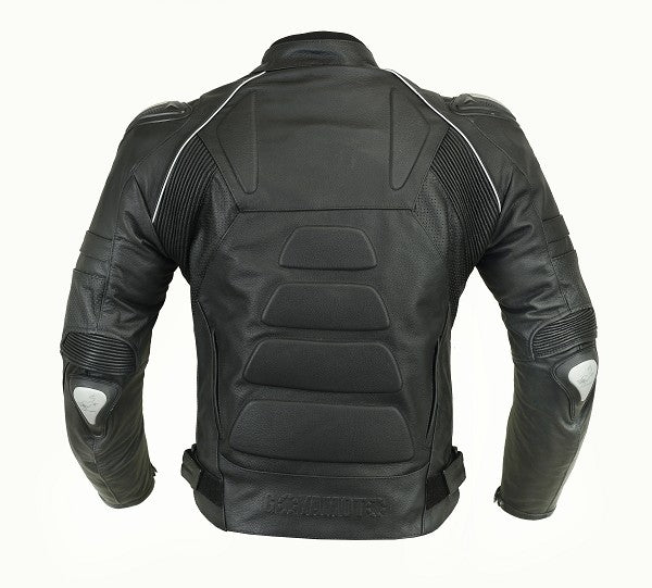 REF:GM166 NEGRA SIN JOROBACHAQUETA DE CUERO CON PROTECCIONES TPR TITANIO Y FORRO TÉRMICO