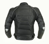 REF:GM166 NEGRA SIN JOROBACHAQUETA DE CUERO CON PROTECCIONES TPR TITANIO Y FORRO TÉRMICO