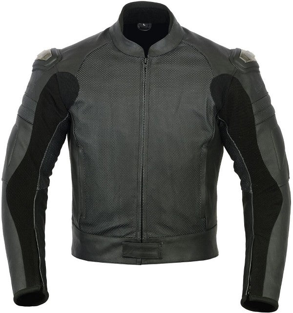 REF:GM170 NEGRACHAQUETA MICROPERFORADA DE CUERO PARA MOTORISTAS CON PROTECTORES C.E.