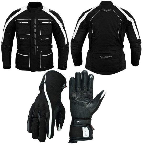 Winter Pack: 3/4 Jacket and Waterproof and Thermal Motorcycle Gloves